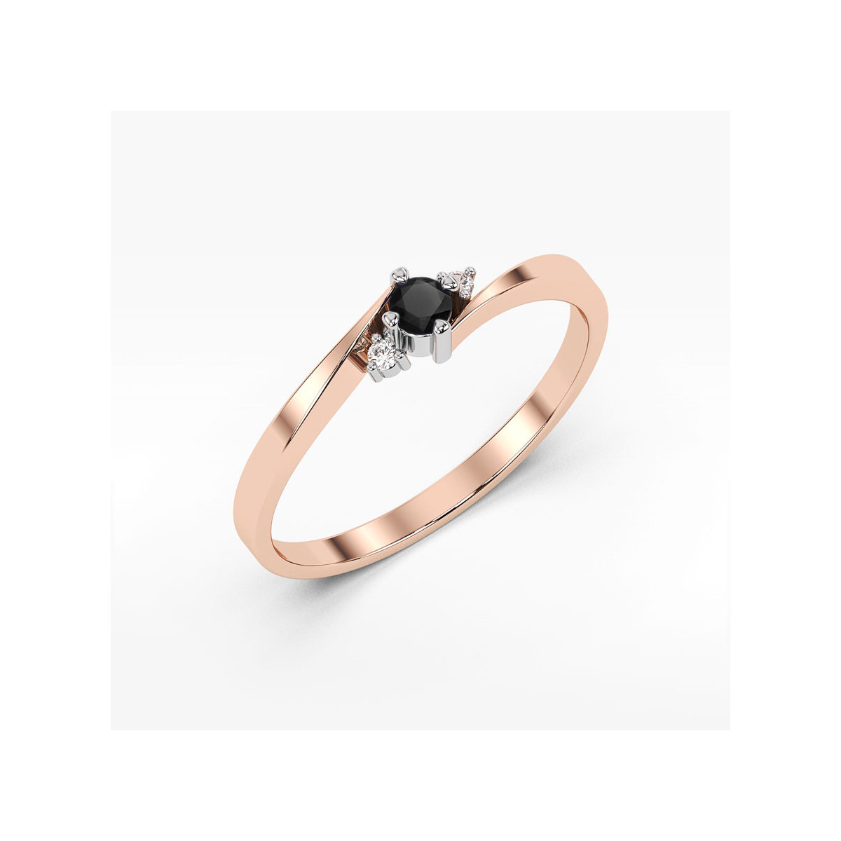 Pierścionek z różowego złota z czarnym diamentem - próba 585 0,24CT w0346.R3.DIB.01