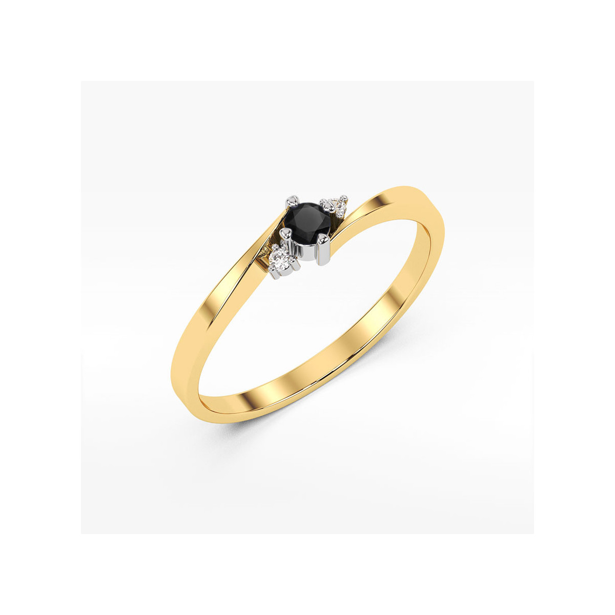 Pierścionek z żółtego złota z czarnym diamentem - próba 585 0,24CT w0346.Z3.DIB.01