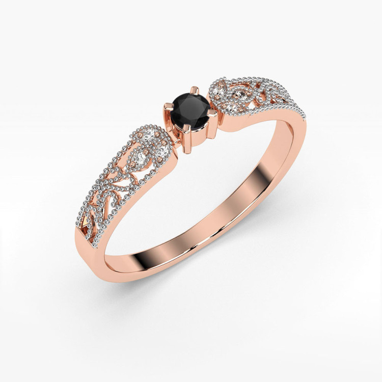 Pierścionek PV-066 Czarny Diament 0,12ct różowe złoto
