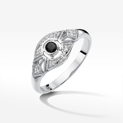 Pierścionek z białego złota z czarnym diamentem - próba 585 0,31CT PV-164.B3.DIB.01
