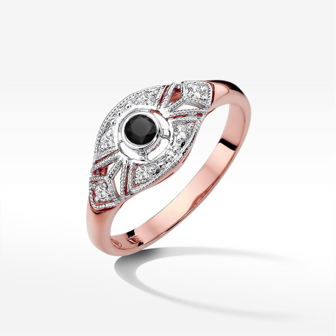 Pierścionek z różowego złota z czarnym diamentem - próba 585 0,31CT PV-164.R3.DIB.01