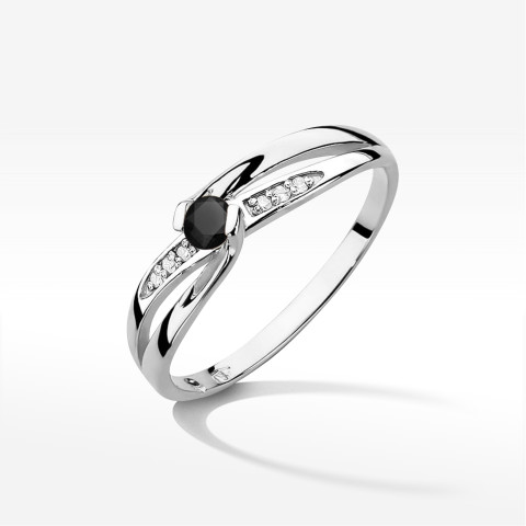 Pierścionek z białego złota z czarnym diamentem - próba 585 0,25CT w0415.B3.DIB.01