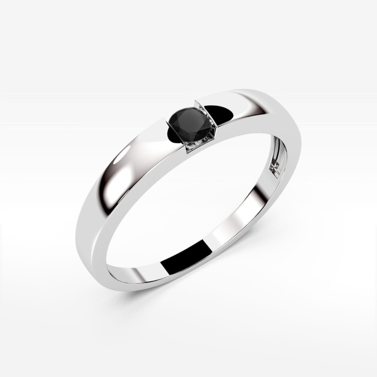Pierścionek PV-244 Czarny Diament 0,12ct białe złoto
