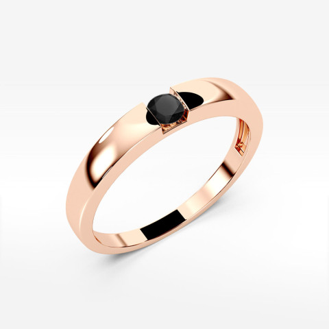 Pierścionek PV-244 Czarny Diament 0,12ct różowe złoto