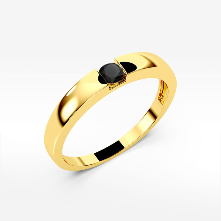 Pierścionek PV-244 Czarny Diament 0,12ct żółte złoto
