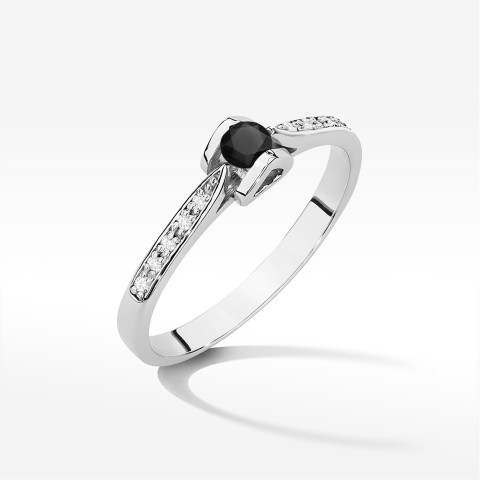 Pierścionek z białego złota z czarnym diamentem - próba 585 0,27CT w0435.B3.DIB.01