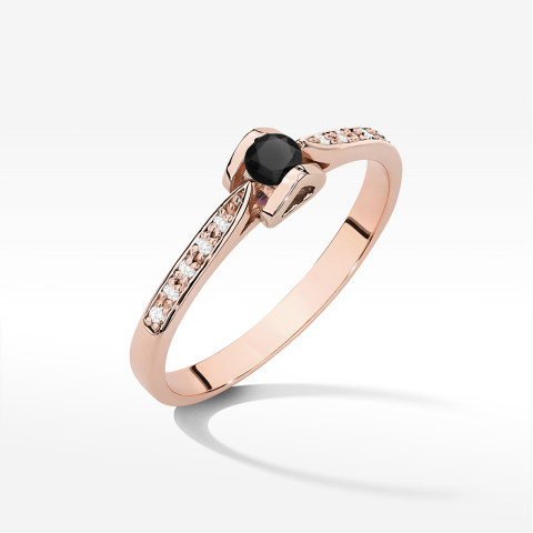 Pierścionek z różowego złota z czarnym diamentem - próba 585 0,27CT w0435.R3.DIB.01