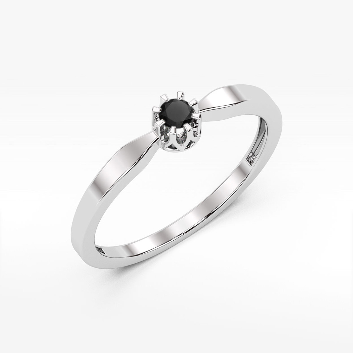 Pierścionek z białego złota z czarnym diamentem - próba 585 0,12CT w0450.B3.DIB.01