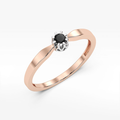 Pierścionek z różowego złota z czarnym diamentem - próba 585 0,12CT w0450.R3.DIB.01