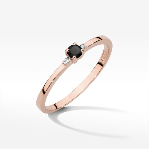 Pierścionek z różowego złota z czarnym diamentem - próba 585 0,14CT w0464.R3.DIB.01