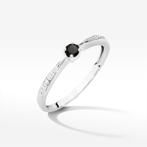Pierścionek z białego złota z czarnym diamentem - próba 585 0,14CT PV-236.B3.DIB.01