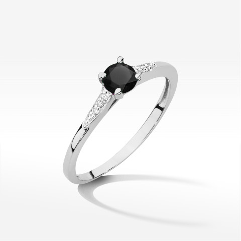 Pierścionek z białego złota z czarnym diamentem - próba 585 0,41CT w0466.B3.DIB.01