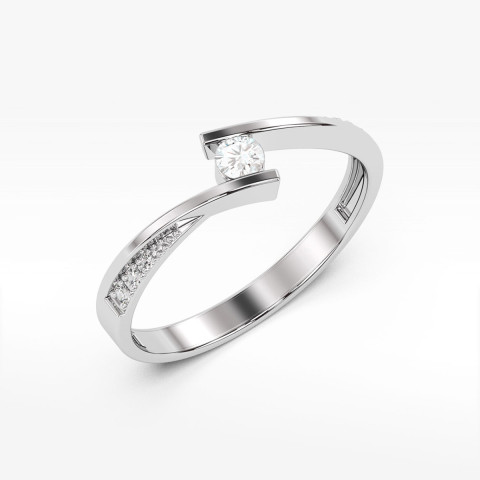 Pierścionek z białego złota z diamentami  - próba 585 0,16CT W-177B