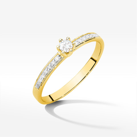 Pierścionek z żółtego złota z diamentami  - próba 585 0,17CT PV-110A