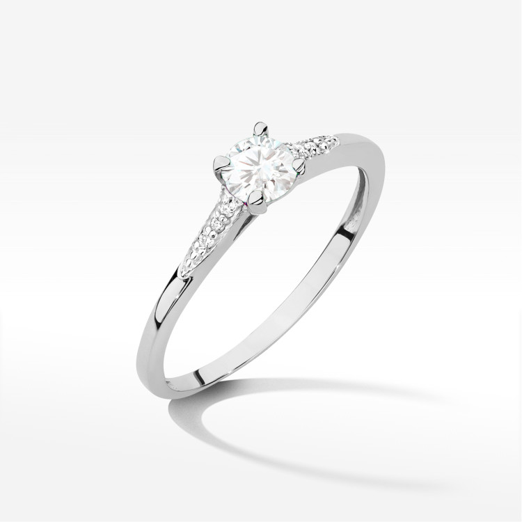 Pierścionek z białego złota z diamentami  - próba 585 0,11CT W-466B