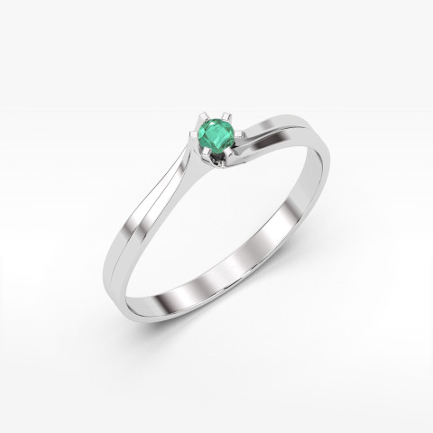 Pierścionek z białego złota ze szmaragdem - próba 585 0,15CT PV-039.B3.EMG.01
