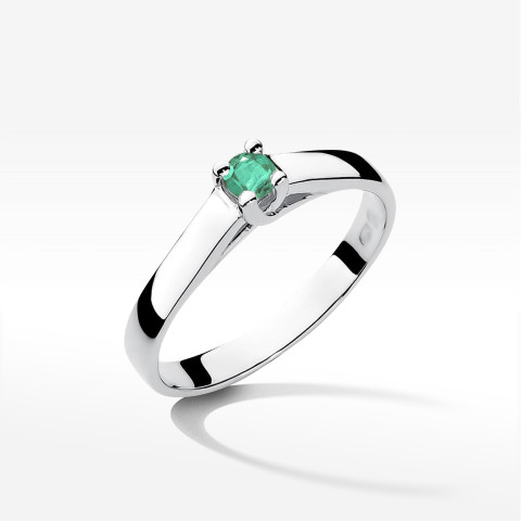 Pierścionek z białego złota ze szmaragdem - próba 585 0,15CT w0070.B3.EMG.01