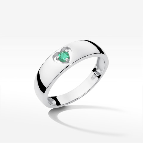 Pierścionek z białego złota ze szmaragdem - próba 585 0,15CT PV-184.B3.EMG.01