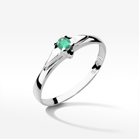Pierścionek z białego złota ze szmaragdem - próba 585 0,15CT w0088.B3.EMG.01