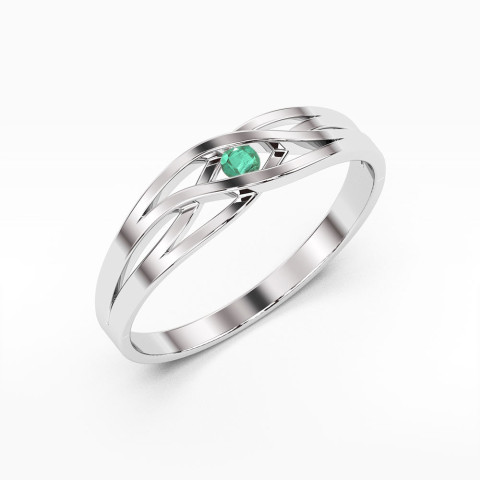 Pierścionek z białego złota ze szmaragdem - próba 585 0,15CT w0156.B3.EMG.01