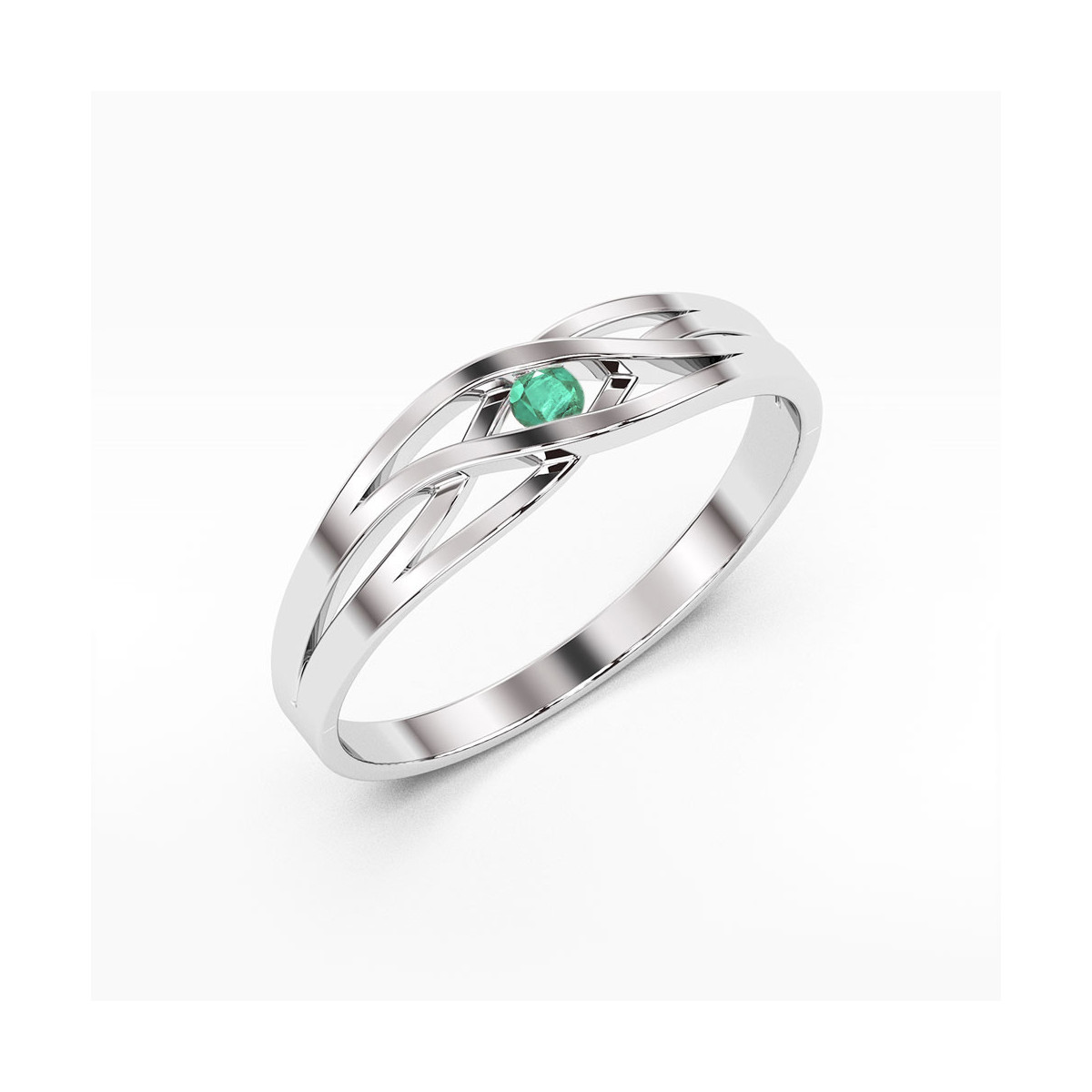 Pierścionek z białego złota ze szmaragdem - próba 585 0,15CT w0156.B3.EMG.01