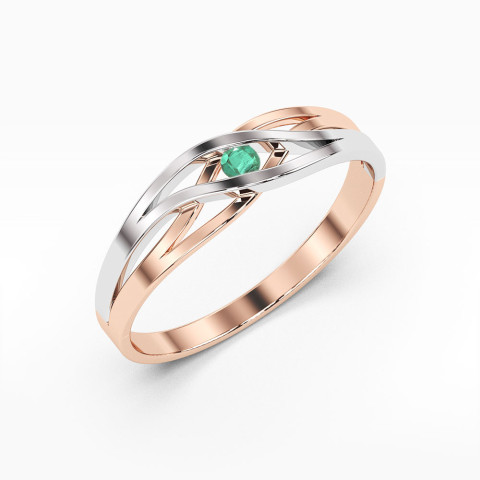 Pierścionek z różowego złota ze szmaragdem - próba 585 0,15CT w0156.R3.EMG.01