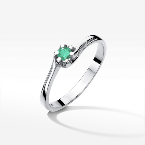 Pierścionek z białego złota ze szmaragdem - próba 585 0,15CT w0163.B3.EMG.01