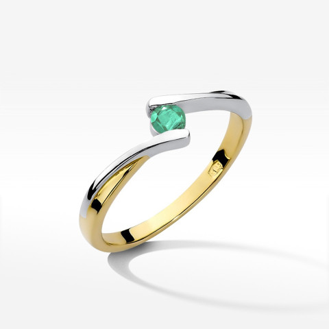 Pierścionek z żółtego złota ze szmaragdem - próba 585 0,15CT w0180.Z3.EMG.01