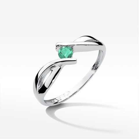Pierścionek z białego złota ze szmaragdem - próba 585 0,15CT w0191.B3.EMG.01