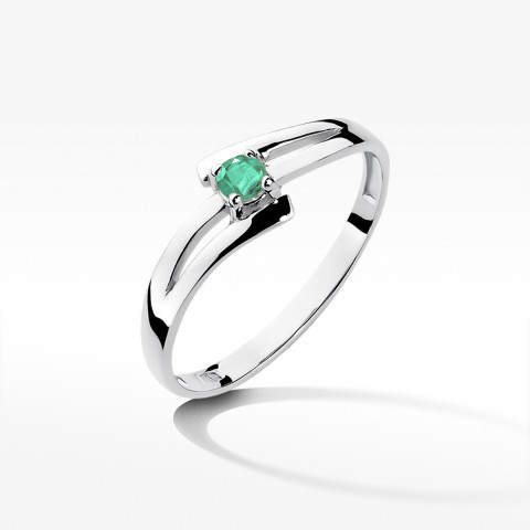 Pierścionek z białego złota ze szmaragdem - próba 585 0,15CT w0210.B3.EMG.01