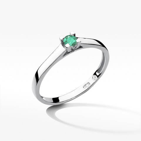 Pierścionek z białego złota ze szmaragdem - próba 585 0,15CT w0221.B3.EMG.02