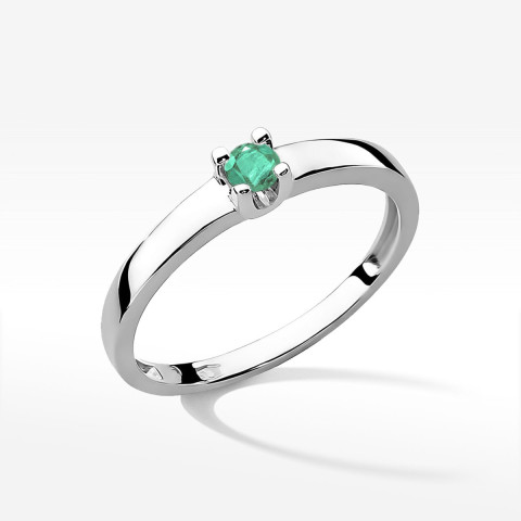 Pierścionek z białego złota ze szmaragdem - próba 585 0,15CT w0225.B3.EMG.02