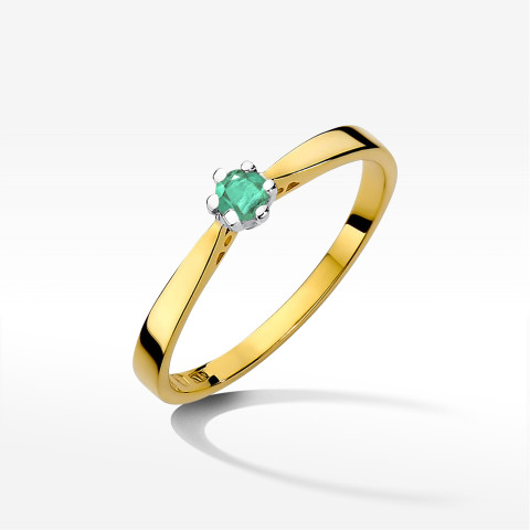 Pierścionek z żółtego złota ze szmaragdem - próba 585 0,15CT w0229.Z3.EMG.02