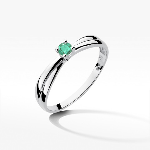 Pierścionek z białego złota ze szmaragdem - próba 585 0,15CT w0230.B3.EMG.02