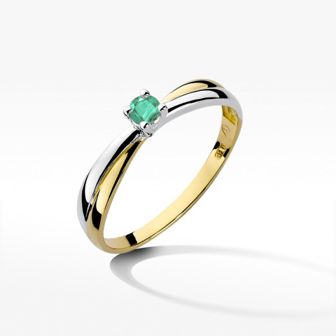 Pierścionek z żółtego złota ze szmaragdem - próba 585 0,15CT w0230.Z3.EMG.02