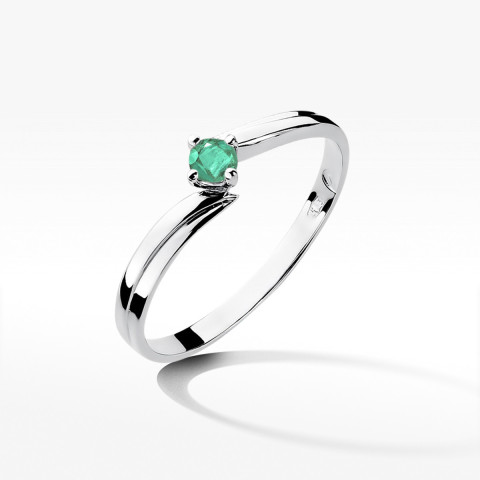 Pierścionek z białego złota ze szmaragdem - próba 585 0,15CT w0231.B3.EMG.02