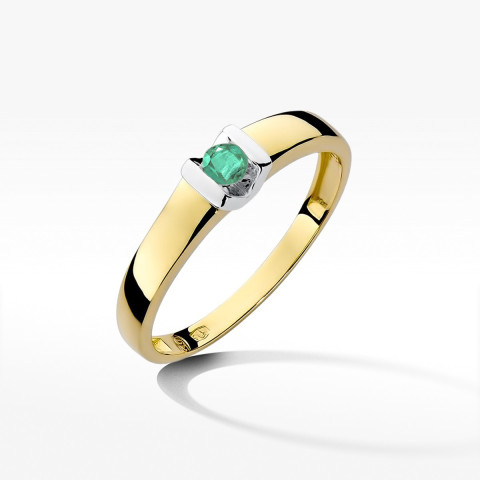 Pierścionek z żółtego złota ze szmaragdem - próba 585 0,15CT w0249.Z3.EMG.01