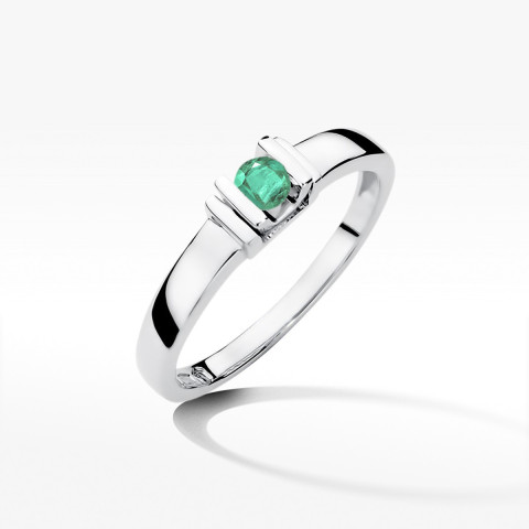 Pierścionek z białego złota ze szmaragdem - próba 585 0,15CT w0343.B3.EMG.01