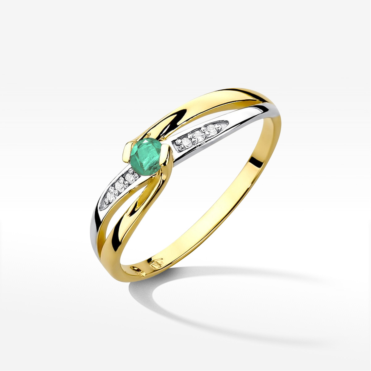 Pierścionek z żółtego złota ze szmaragdem - próba 585 0,28CT w0415.Z3.EMG.01