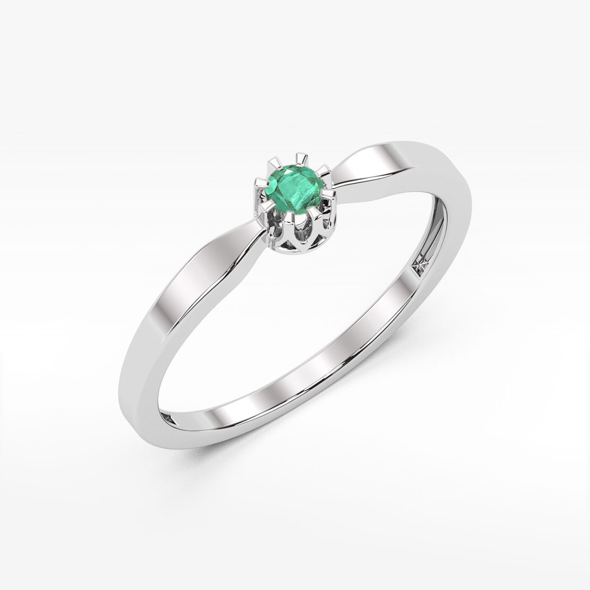 Pierścionek z białego złota ze szmaragdem - próba 585 0,15CT w0450.B3.EMG.01
