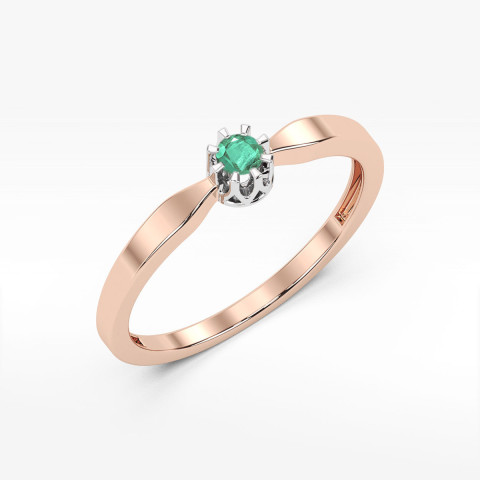 Pierścionek z różowego złota ze szmaragdem - próba 585 0,15CT w0450.R3.EMG.01