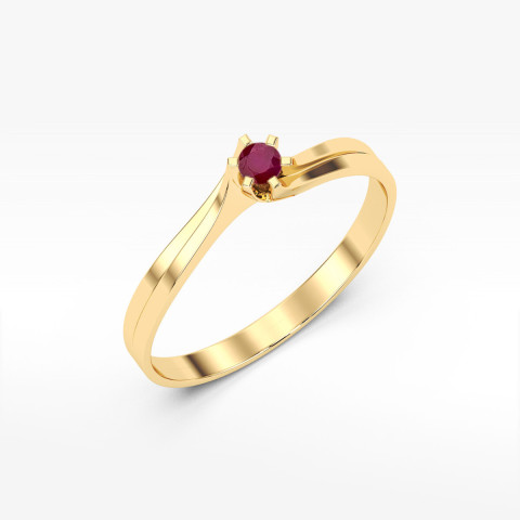 Pierścionek z żółtego złota z rubinem - próba 585 0,15CT PV-039.Z3.RUR.01