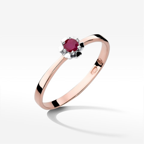Pierścionek z różowego złota z rubinem - próba 585 0,15CT w0053.R3.RUR.01
