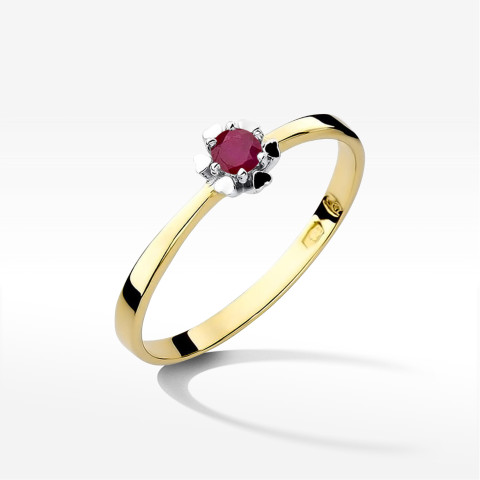 Pierścionek z żółtego złota z rubinem - próba 585 0,15CT w0053.Z3.RUR.01