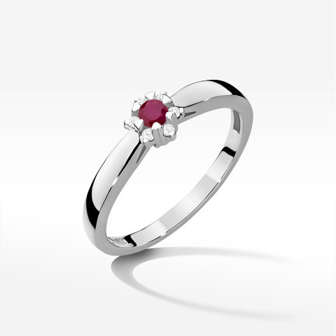 Pierścionek z białego złota z rubinem - próba 585 0,15CT PV-251.B3.RUR.01