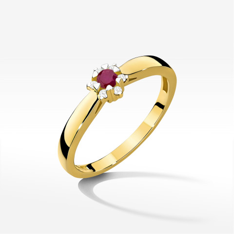 Pierścionek z żółtego złota z rubinem - próba 585 0,15CT PV-251.Z3.RUR.01