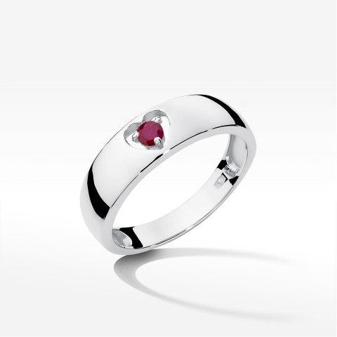 Pierścionek z białego złota z rubinem - próba 585 0,15CT PV-184.B3.RUR.01