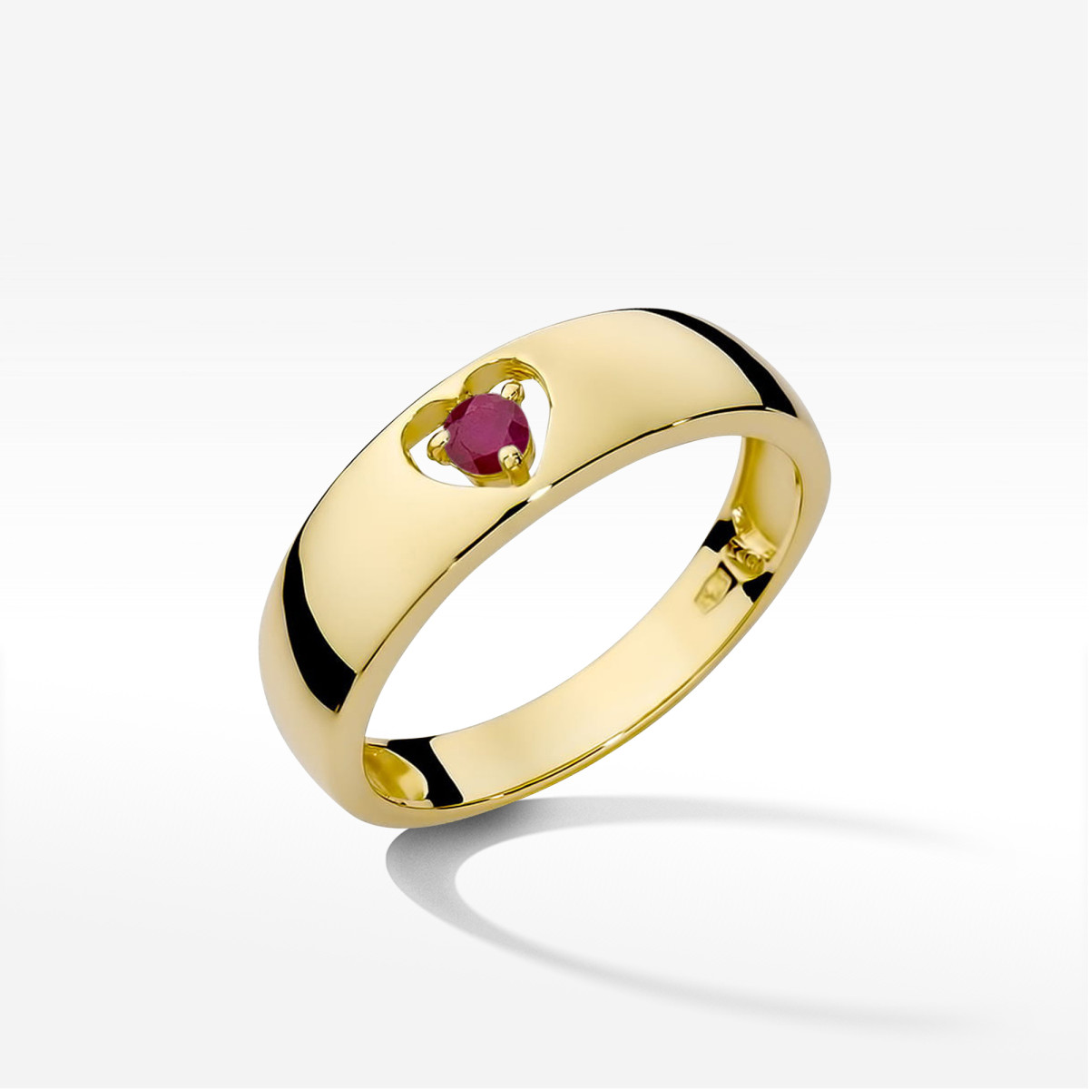 Pierścionek z żółtego złota z rubinem - próba 585 0,15CT PV-184.Z3.RUR.01