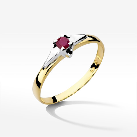 Pierścionek z żółtego złota z rubinem - próba 585 0,15CT w0088.Z3.RUR.01