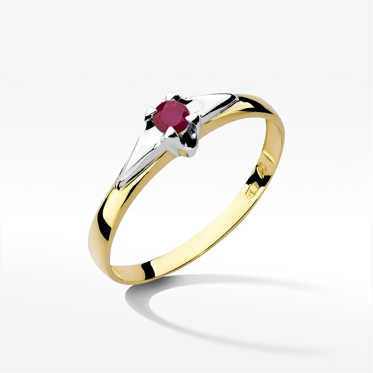 Pierścionek z żółtego złota z rubinem - próba 585 0,15CT w0088.Z3.RUR.01